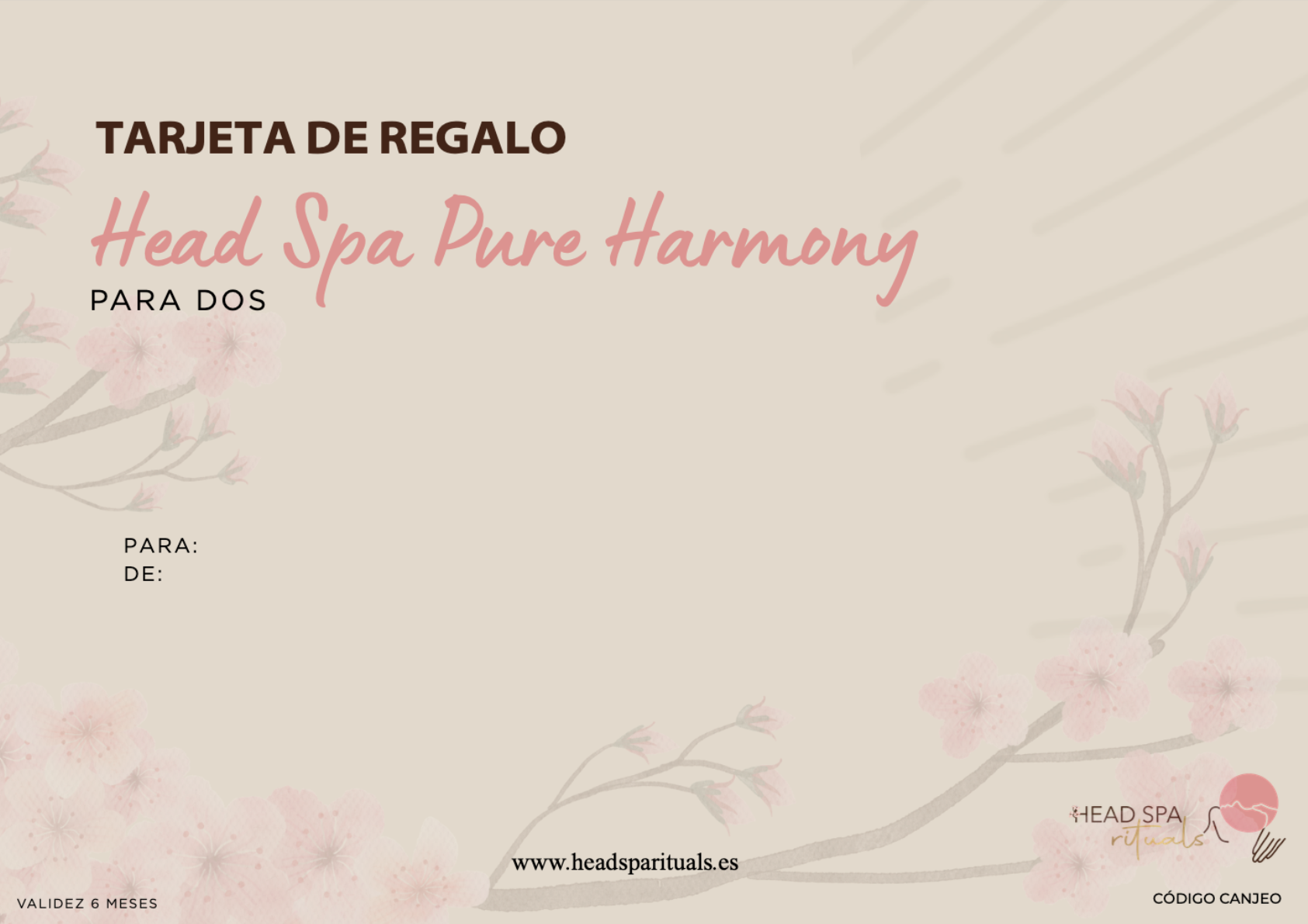 Tarjeta regalo: Pure Harmony para Dos